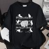 Cat Home Wrecker Creative Print T-shirt, Loose Fit, High-Quality Pure Cotton, Short Sleeve, Slightly Dropped Shoulder, Style 1002-1