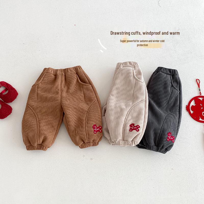 Children's Fleece-Lined Embroidered Sweatpants - 2025 Winter Fashion for Boys