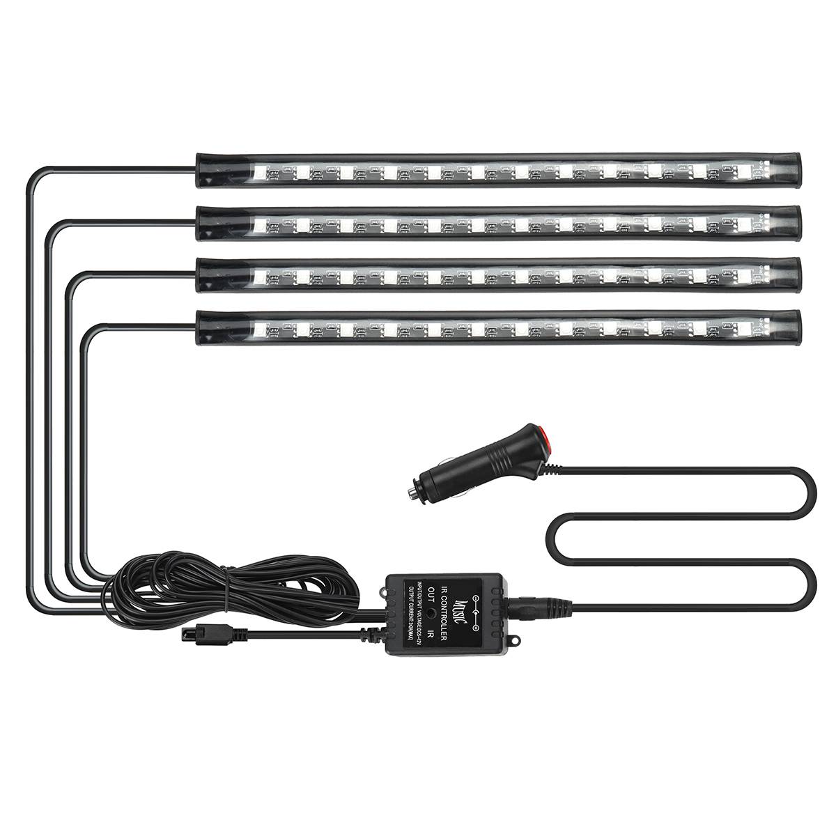 

Пульт дистанционного управления 48 светодиодных атмосферных ламп Светодиодные ленты Декоративное освещение автомобиля Ножная лампа RGB для окружающего освещения Умное внутреннее освещение