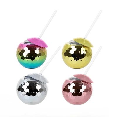 600ml Disco Ball Tumbler with Lid And Straw Glitter Flash Cocktail Cup for Party Nightclub Bar Creative Drinking Glass