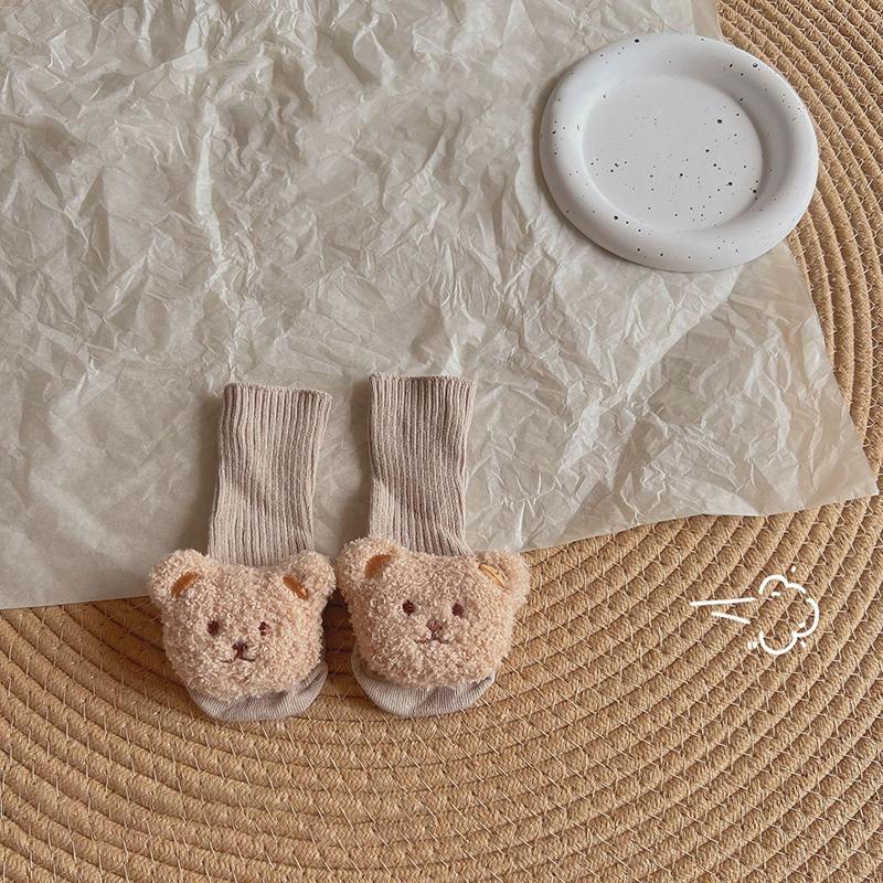 Korean Cartoon Bear Baby Sock Cute Middle Tube Boys Girls Sock Soft Infant Toddler Sokken Solid Color Newborn Sox