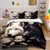 Cozy Wolf Family Duvet Cover Set With 3D Printing Design Soft Polyester Bedding Set All-Season Comfort Machine Washable