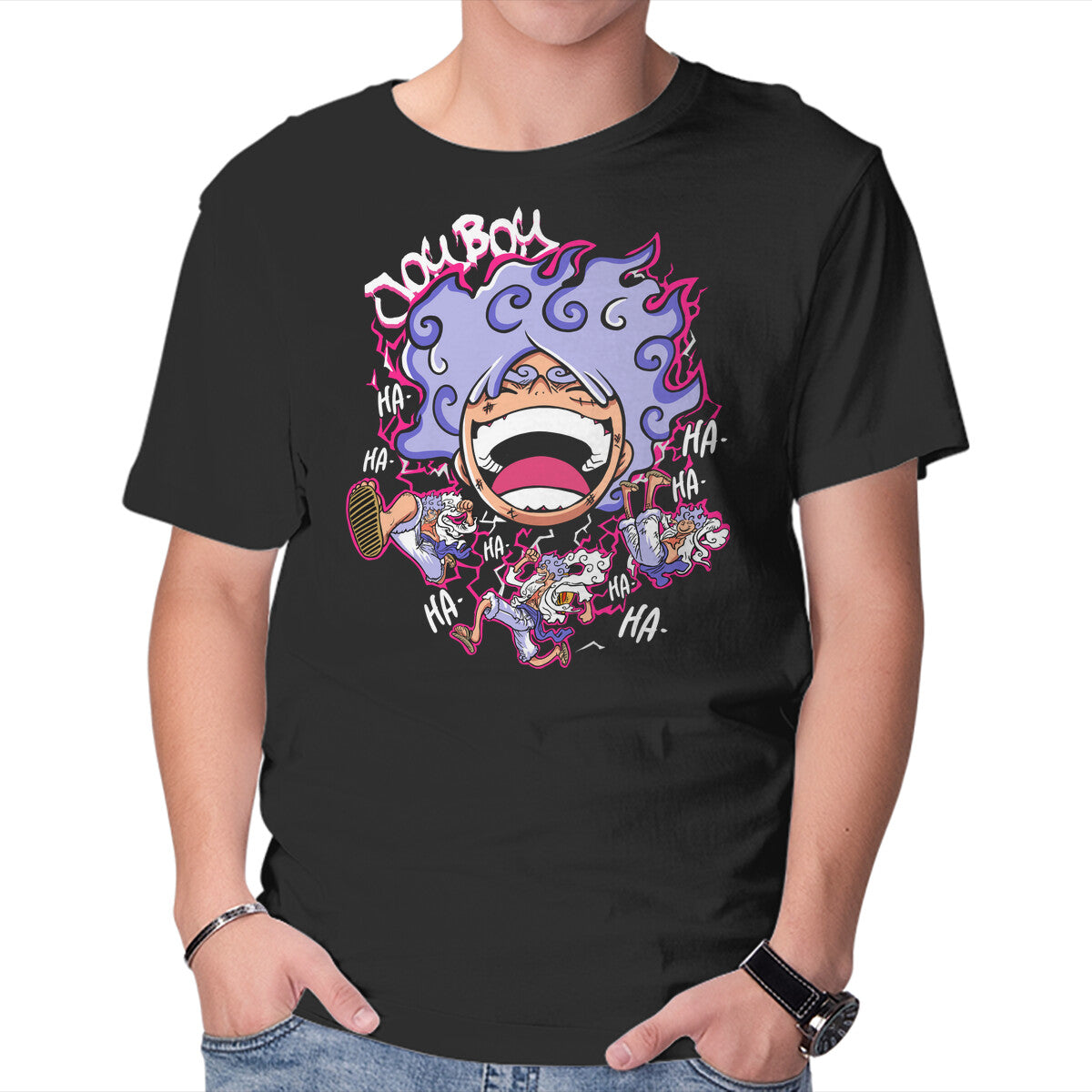 Unisex Crew Neck T-Shirt Gear 5 Sun God Nika Graphic Short Sleeve Casual Tee M