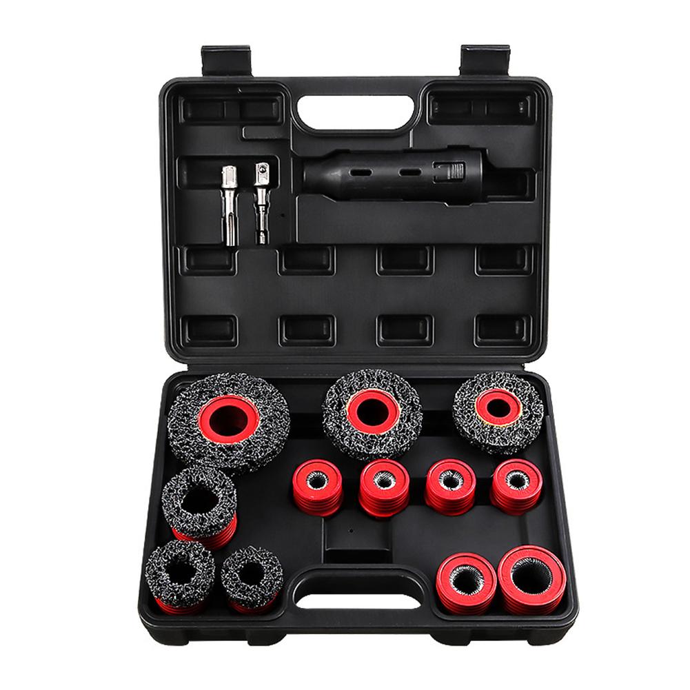 15PCS Car Wheel Stud Cleaner Tools Designed for Rust Removal with Snap In Attachment for Improved Automotive Maintenance