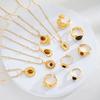 11 Pcs Vintage Brown Opal Jewelry Set for Women Maillard Gold Color Metal Geometric Pendant Necklaces and Rings Y2K Jewelry Gift
