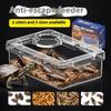 Pet Reptile Lizard Turtle Transparent Feeder Anti-Escape Food Bowl Worm Live Container Reptile Pet Bowls Feeder Pet Supplies