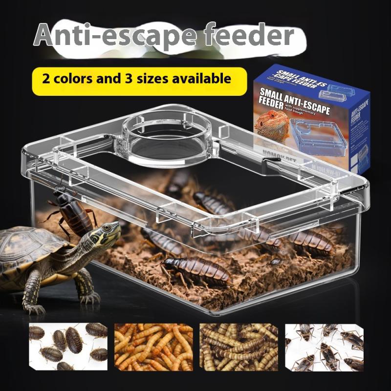 Pet Reptile Lizard Turtle Transparent Feeder Anti-Escape Food Bowl Worm Live Container Reptile Pet Bowls Feeder Pet Supplies