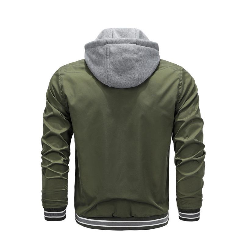 Men's Jacket Jacket Stand-up Collar Hooded Spring and Autumn Spring and Autumn Casual Pilot Charging Trench Coat Men