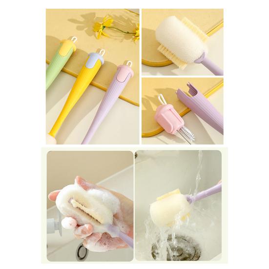 4 in 1 Cleaning Brush Long Handle Cups Straws Pacifiers Cleaning Scrubber Deep Reach Brush Kitchen Cleaning Accessory