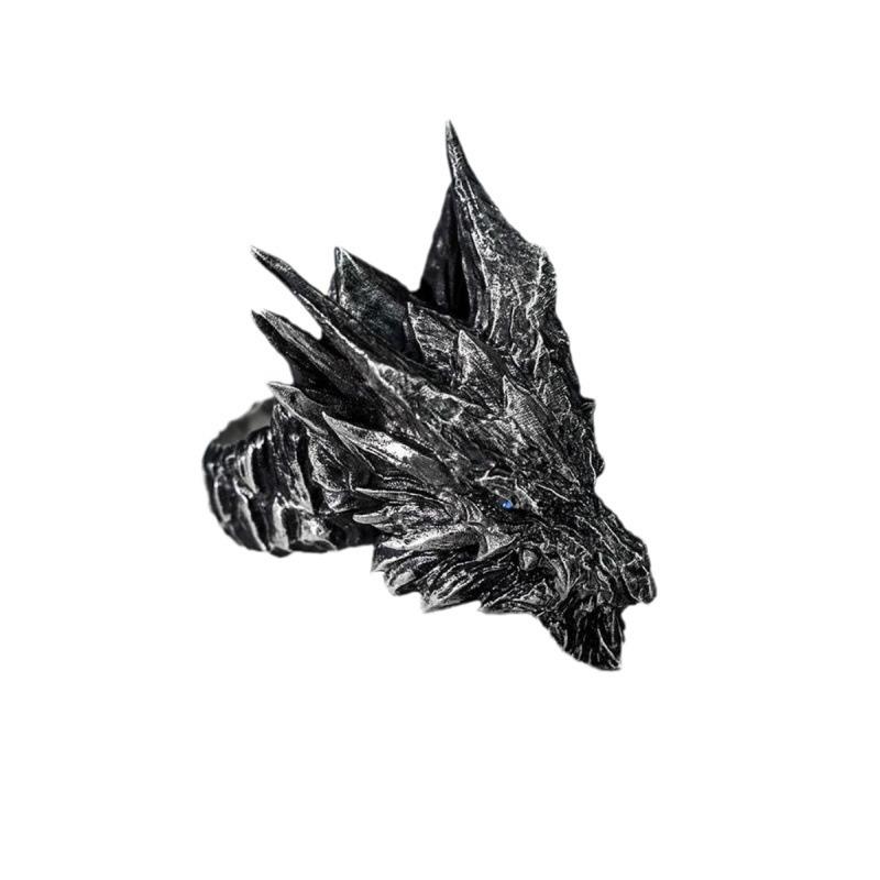 Vintage Steel Dragon Open Ring Men's Punk Domineering Finger Trigger Jewelry