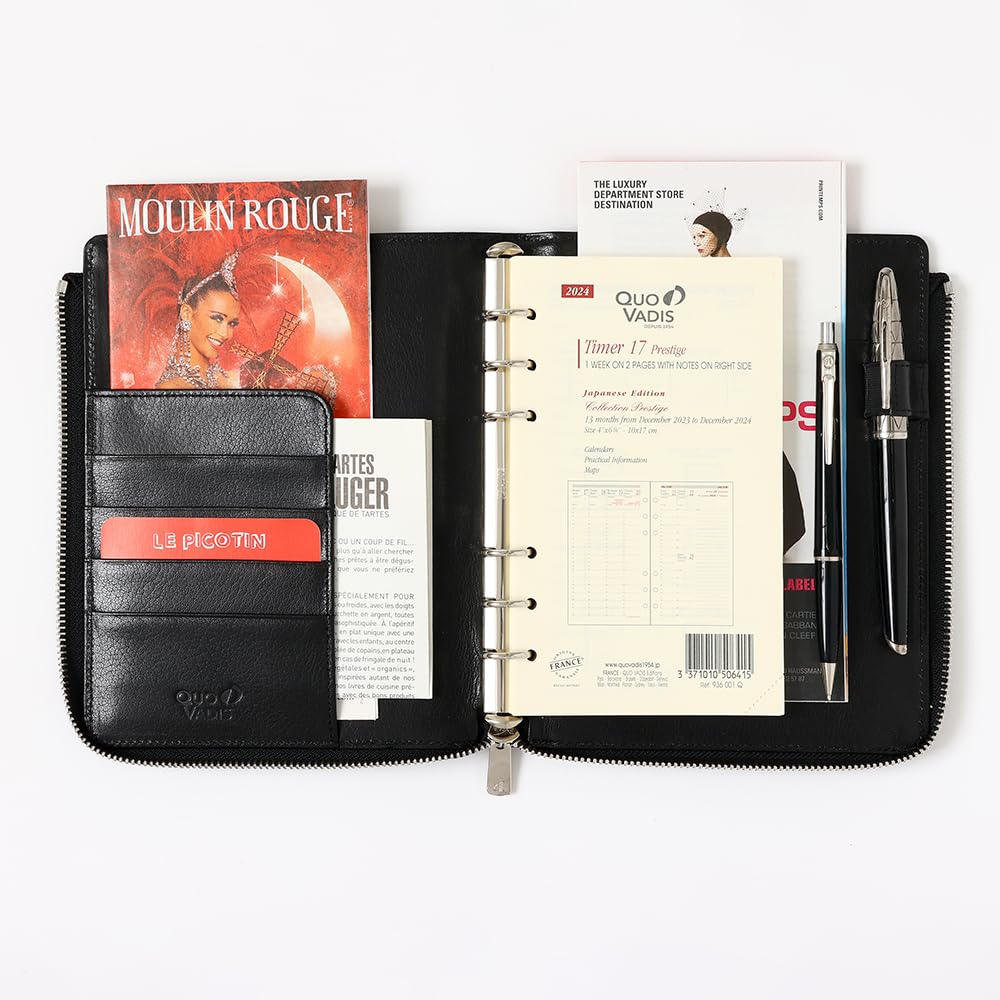 Quo Vadis Genuine Leather System Organizer Cover Zip Timer 17 Buffalo Leather Chocolate QUOVADIS Timer17 Qv936lz29ch [Bible Size/L Cover]