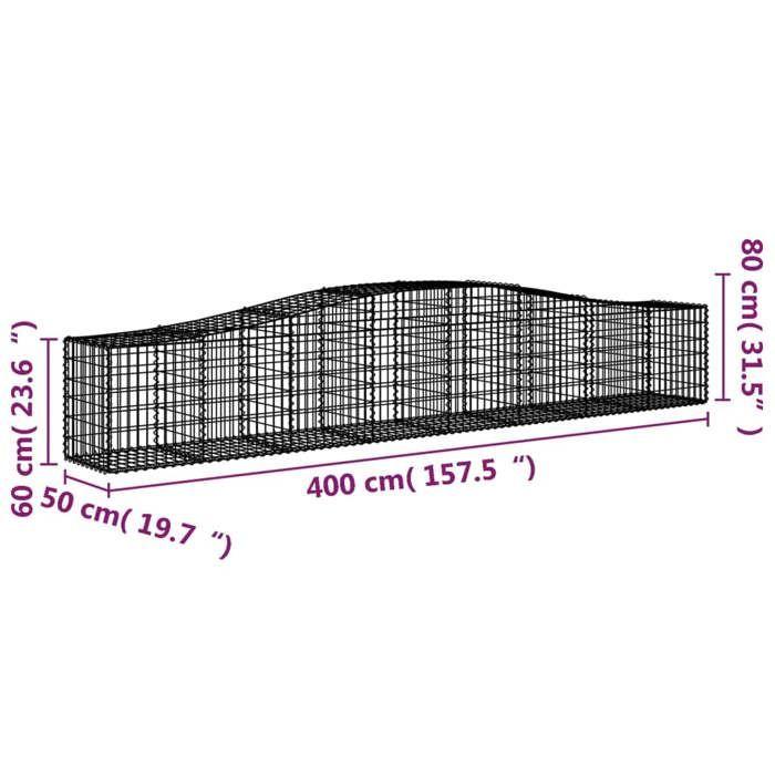 VidaXL 3x Paniers à Gabions Arqués Cages à Gabions Arquées Murs de Gabion Barrières de Jardin Terrasse Extérieur 3145931
