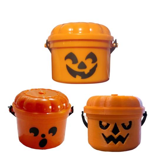 Halloween Pumpkin Bucket Miniature Design Pumpkin Orange Bucket Mini Storage Containers Festive Halloween Decoration