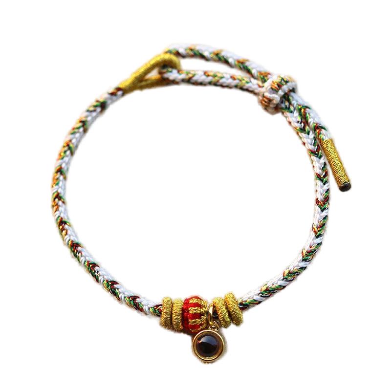 Manjushri Zodiac Hand Rope with Micro-carved Eight Great Protectors Tai Sui Benming Colorful Dragon Rope for Men and Women