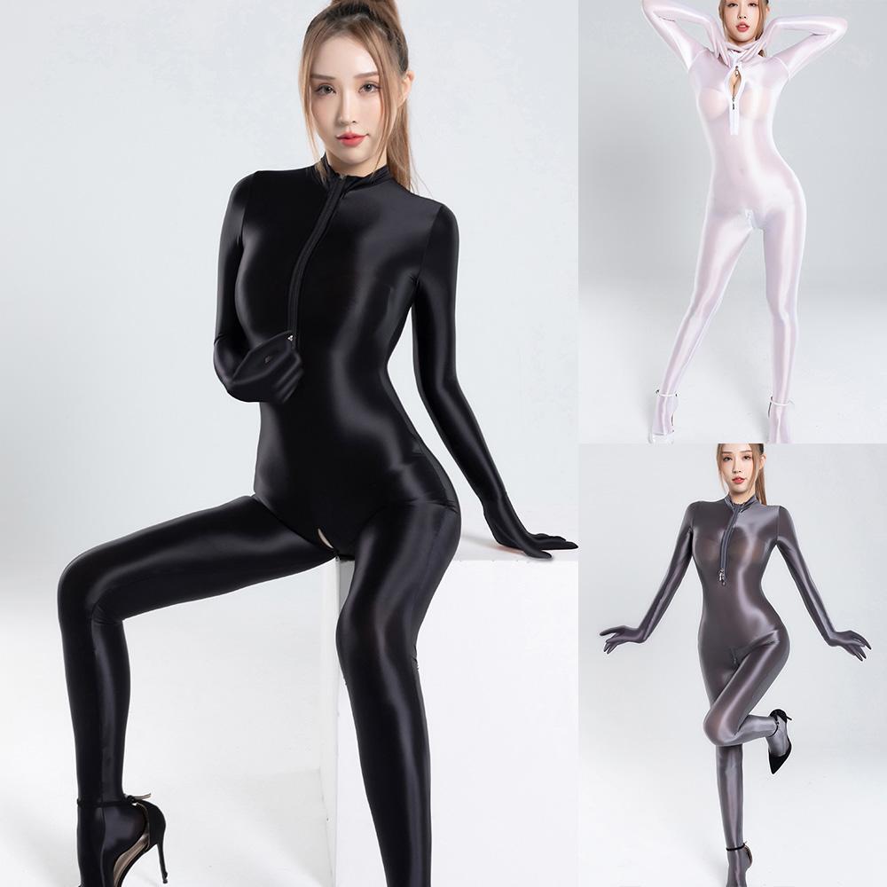 Clubwear Nightclub Women Jumpsuits Nylon Oil Shiny Sexy