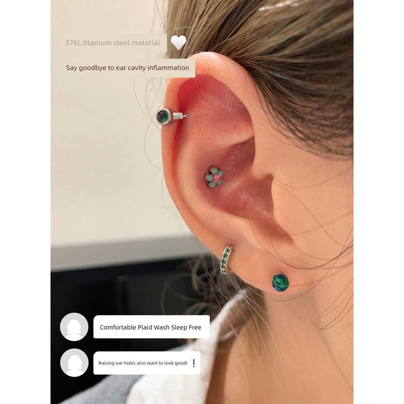 Unique Ear Bone Stud Medical Titanium Steel Ear Studs Ear-Caring Titanium Alloy Earrings Female Small Earrings Ear Bone Ring Circle Ear Ear Bone Pin