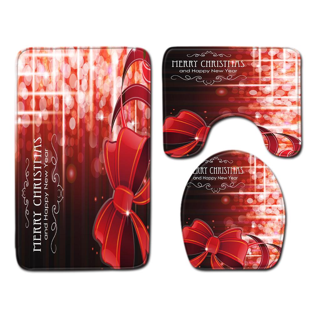 Christmas Bathroom Floor Mat Toilet Three-Piece Set