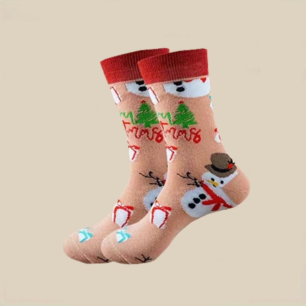 2025 Autumn/Winter Christmas Cotton Socks with Santa Claus and Snowman Cartoon Design