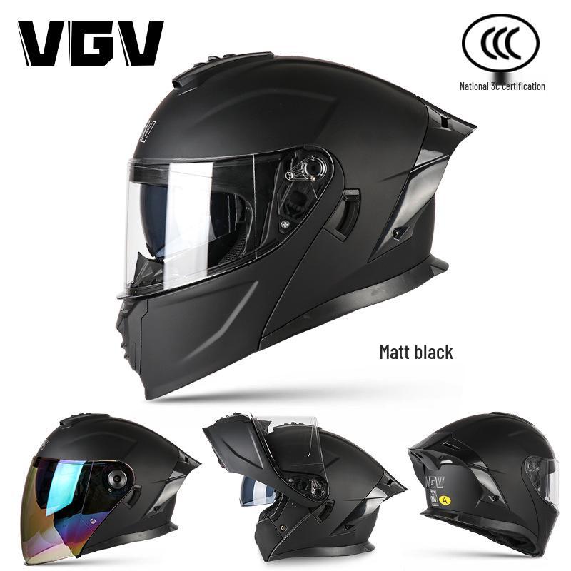 2026 Customizable Flip-up Full Face Motorcycle Helmet for Men & Women - Double Visor, All-Season, 3C Certified матовый черный