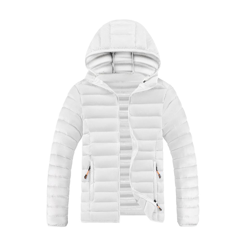 Men's Casual Cotton Jacket Hooded Solid Color Winter Daily