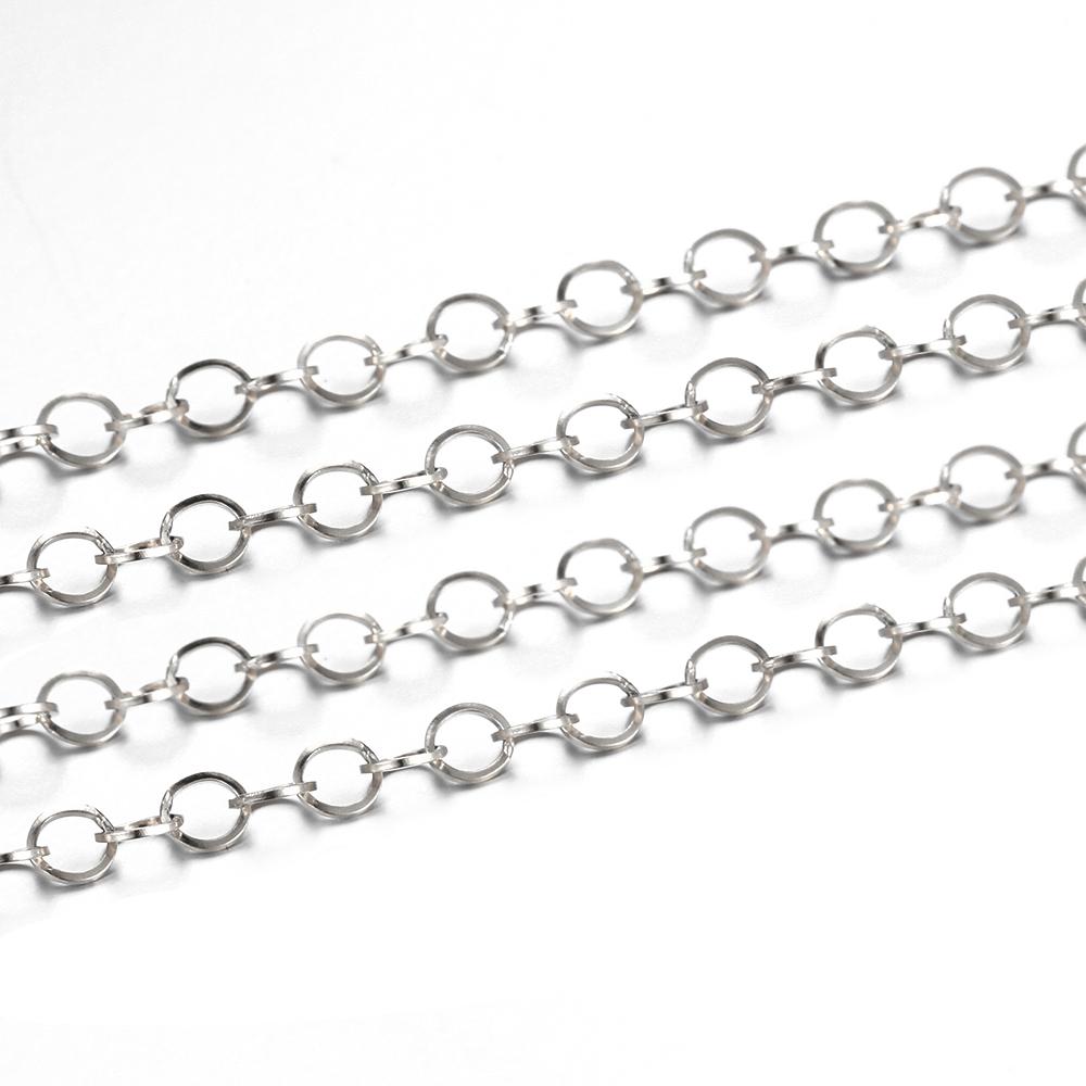 2Meters Gold Color Stainless Steel Polishing O-Ring Chain for Necklace DIY Jewelry Making Findings Materials Handmade Supplies