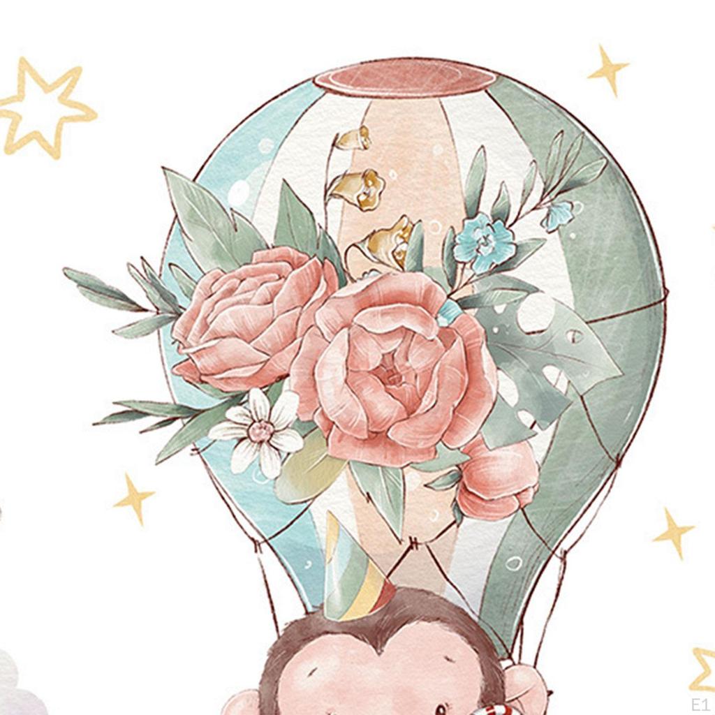 Cartoon Animal Wall Decal Air Balloon Sticker Flower Lovely Art PVC for