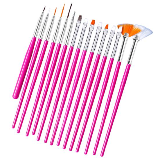 Yousheng 15Pcs Nail Art Brush Kit Soft Bristles Fine Nib Non-shedding DIY Gradient Blooming Effect Nail UV Gel Liner Brush Drawing Pen Nail Salon