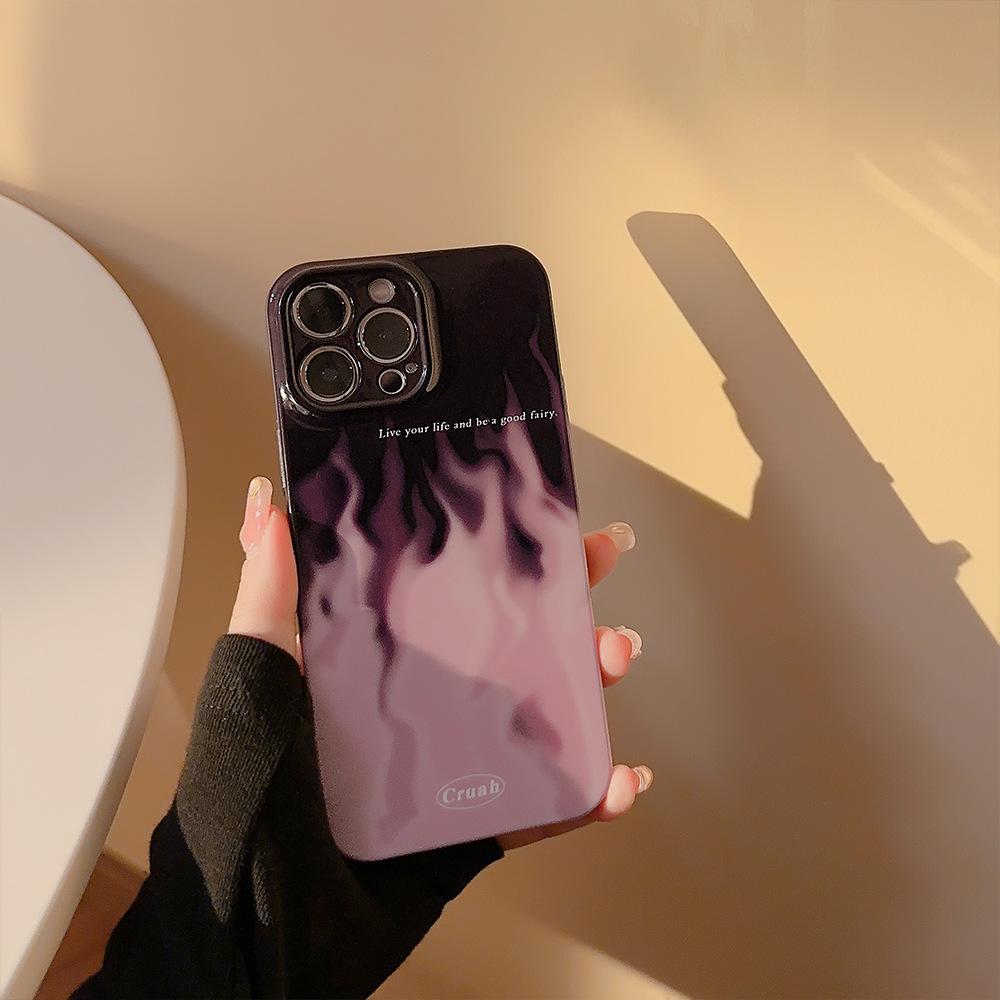 Art Purple Flame Case for iPhone 13 iPhone 15 iPhone 16 Pro Max