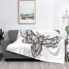 Death Moth Spirit Board Blanket Skull Moon Black Gothic Comfort Warm Plush Lightweight Sofa Blanket