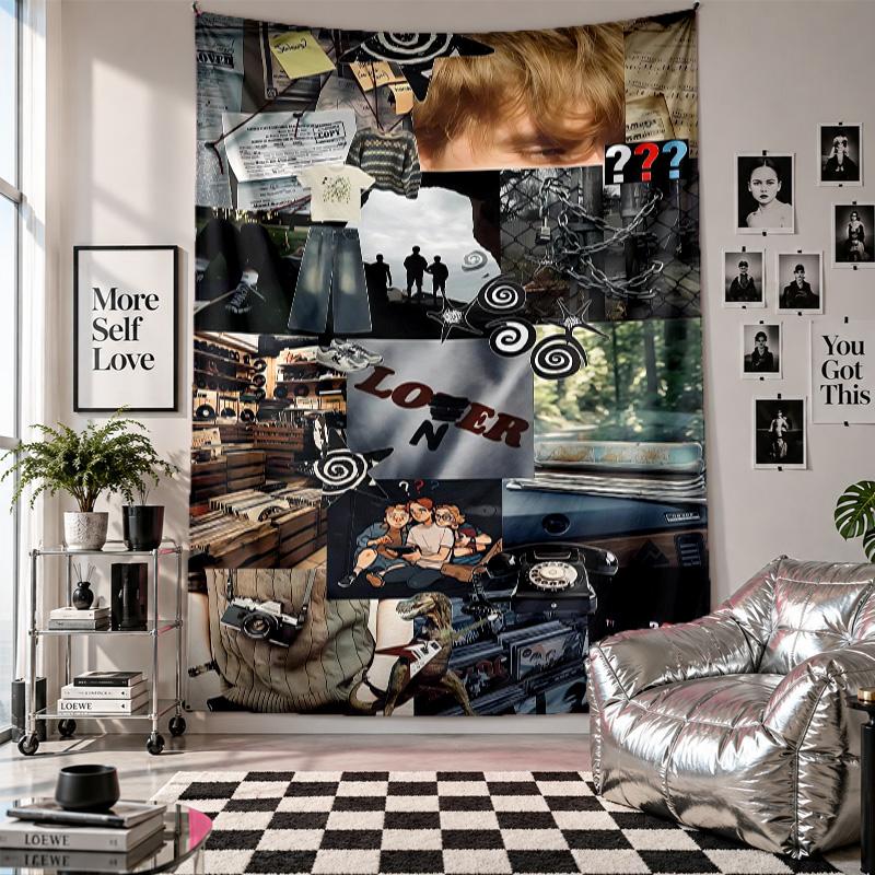 Wall TapestryDie drei Fragezeichen Art Hanging Cloth Decorative Background Cover for Room Decoration