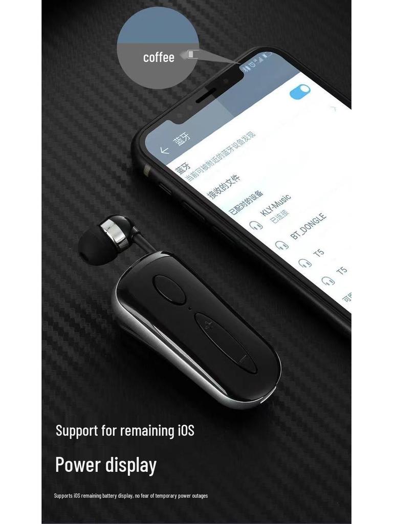 Model K36 Bluetooth Business Sports Headset with Retractable Cord and Call Vibration Alerts