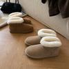 Damskie Zimowe Buty Śniegowce Płaska Podeszwa Dzianinowy Wzór Ciepłe Grube Wyściółka z Owczej Skóry Krótkie Kostki Buty na Zimną Pogodę