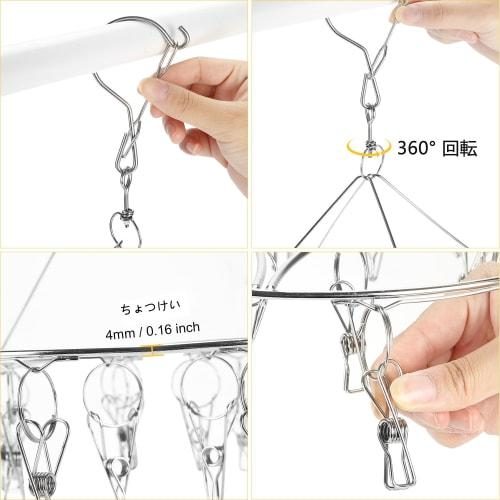 Skoad Clothes Drying Pegs, Stainless Steel Clothes Hangers, Sock Hangers, Clothespin Hangers, Laundry Pegs, Hooks, Pegs, Strong Spring, Windproof, Fit