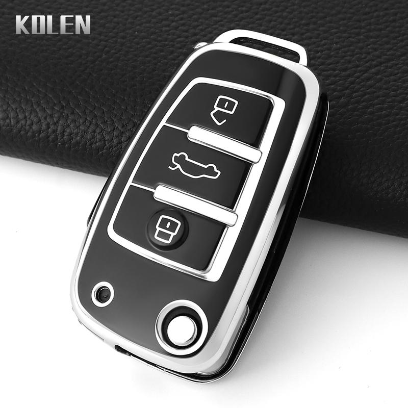 TPU Car Key Case Cover Shell Fob for  C5 C6 R8 A1 A3 A4 A5 A6 A7 Q3 Q5 Q7 S6 B6 B7 B8 8P 8V 8L TT RS RS3 S3 Sline Keychain