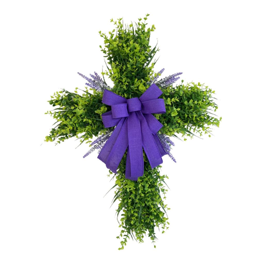 Easter Cross Wreath Pendant Window Garland Easter Teardrop Swag for Front Door Living Room
