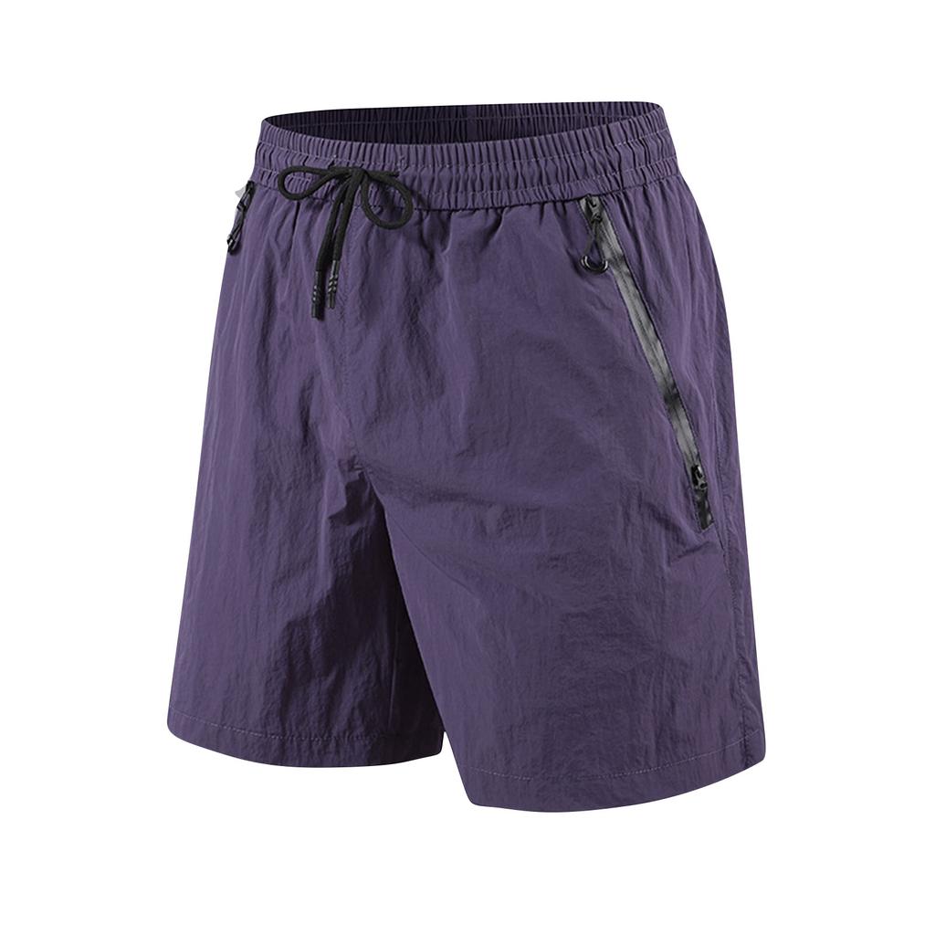 Men Drawstring Waist Shorts With Zipper Pockets Lightweight Breathable Fabric Relaxed Style For Outdoor Use