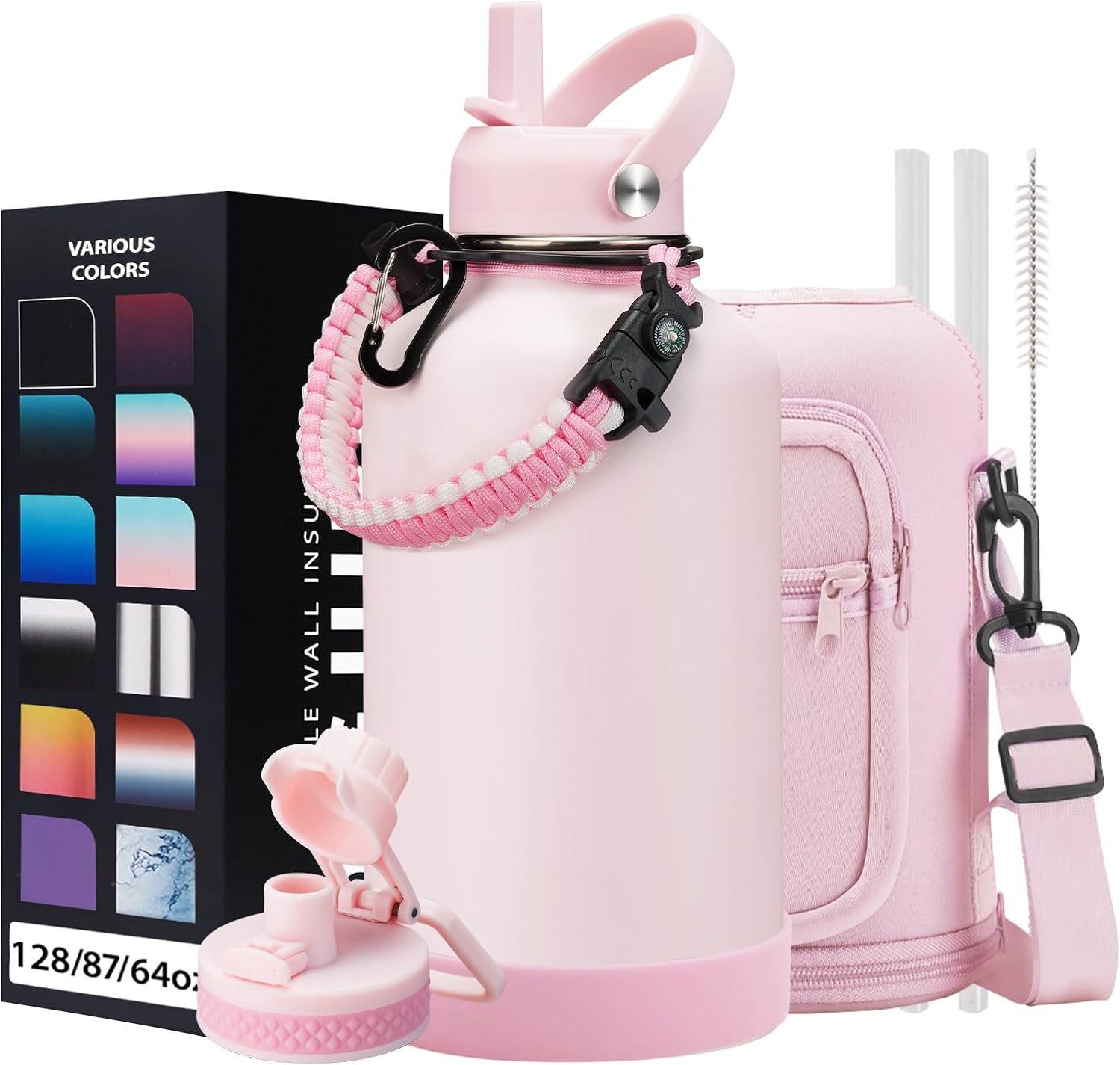 

304 Нержавеющая сталь Открытый Портативный Спортивный Чайник с Изолированной Кружкой и Широким Горлышком Чайник для Воды розовый