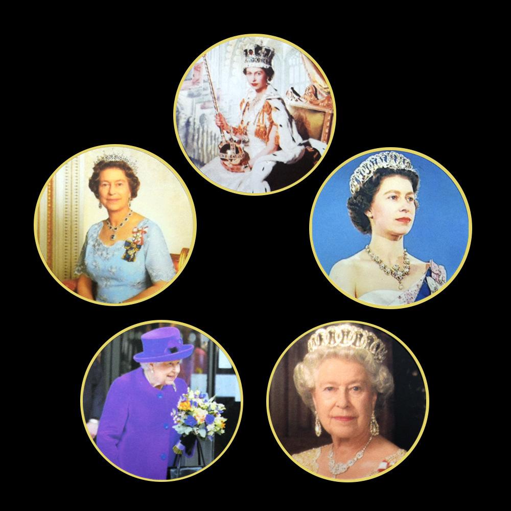 Queen of England, Elizabeth II, Metal Commemorative Coins, 5 Styles, Classic Challenge Coins, Essential Collection for Fans