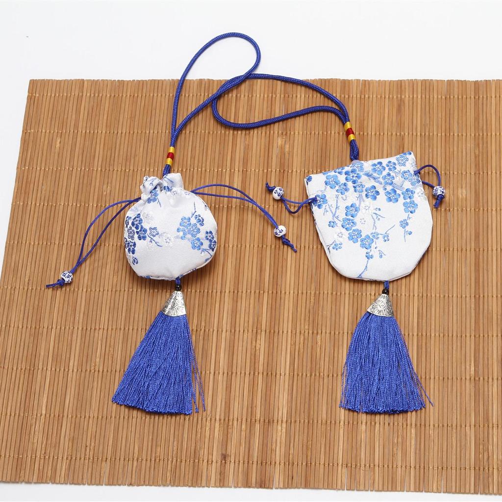 Plum Blossom Embroidered Hanfu Sachet Bag - Dragon Boat Festival Portable Sachet with Hanging Rope