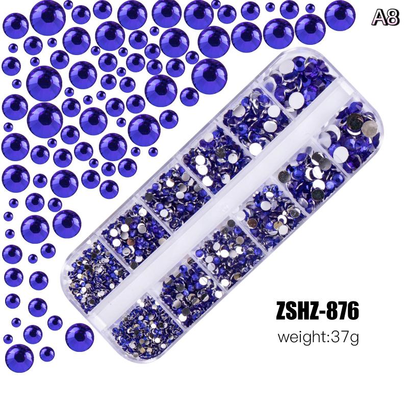 12Grids Box Mix Nail Art Rhinestone Nail Beads AB Crystal Flatback Jewelry Gems With Storage Organizer For Multicolour Nail Art