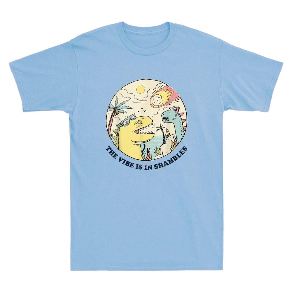 The Vibe Is In Shambles Funny Dinosaur Cartoon Meme Vintage Men s T-Shirt L