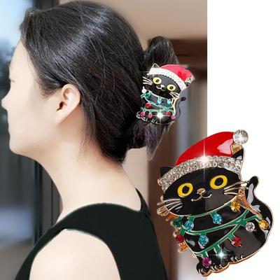 Ευρωπαϊκή και Αμερικανική Χριστουγεννιάτικη Μόδα Χαριτωμένο Κλιπ Μαλλιών Γάτας για Κότσο