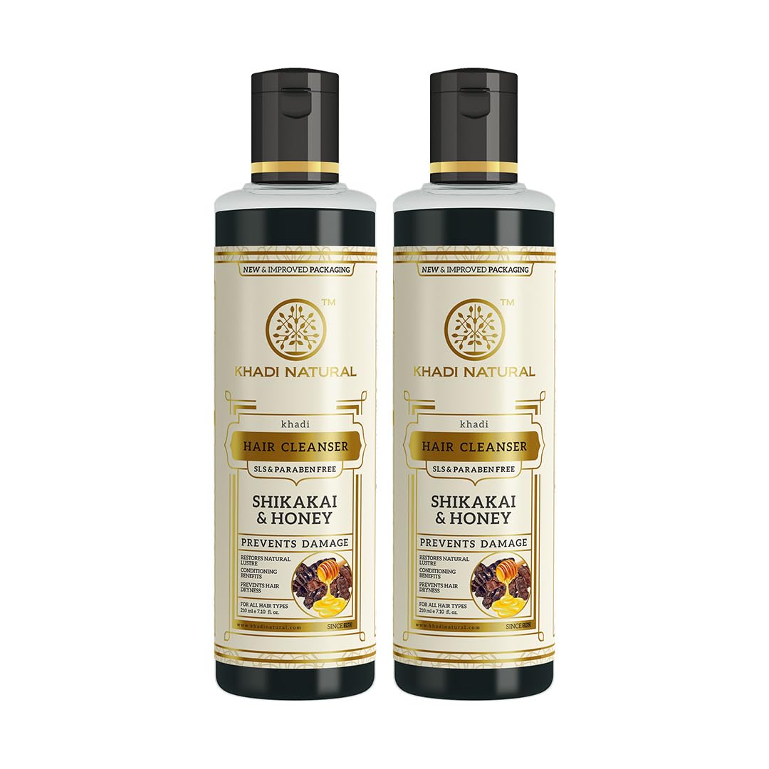 

Khadi Natural Shikakai Honey Shampoo Gentle Scalp Cleanse For Stronger Shinier Hair SLS Paraben Free Pack Of 2 X 210 Ml