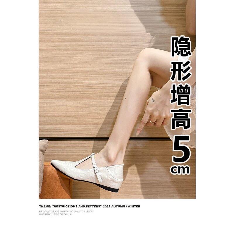 Fashion French Retro Heightened Mary Jane Shoes 2025 Summer New Pointed Toe Fashion and Versatile Temperament Single Shoes for Women