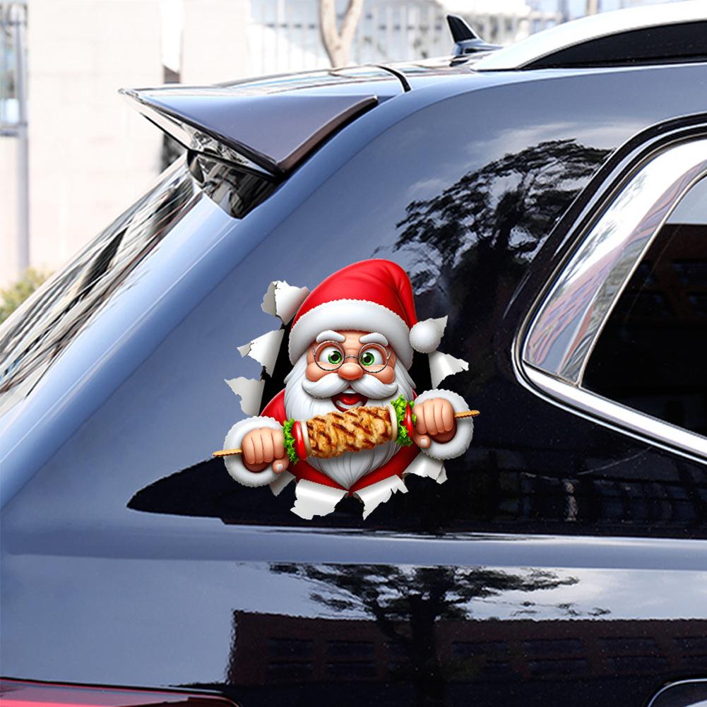 Christmas Santa Claus Snowman Car Stickers Waterproof Auto Rear Windshield Window Body Vinyl Decals Decoration
