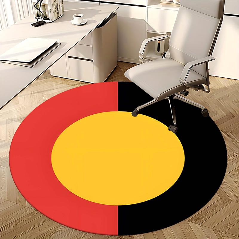 Australia Flag,Aboriginal Flag Chair Mat Round Rug Office Carpet, Non Slip, Suitable for Living Rooms, Bedrooms Decor.1205018a