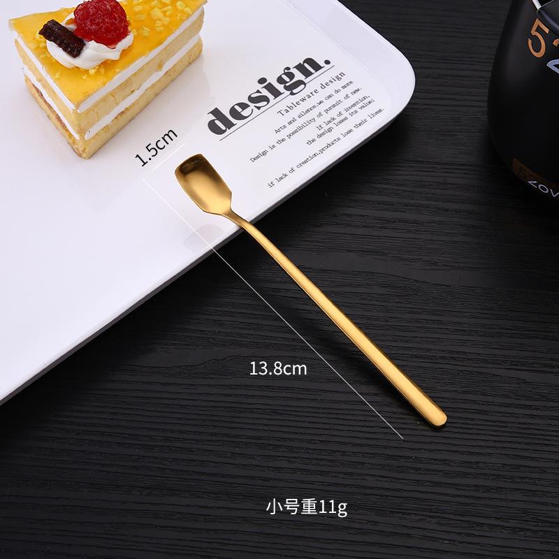 Cap pătrat din oțel inoxidabil cu mâner lung pentru amestecare cu gheață linguriță de ceai pentru vesela de bar