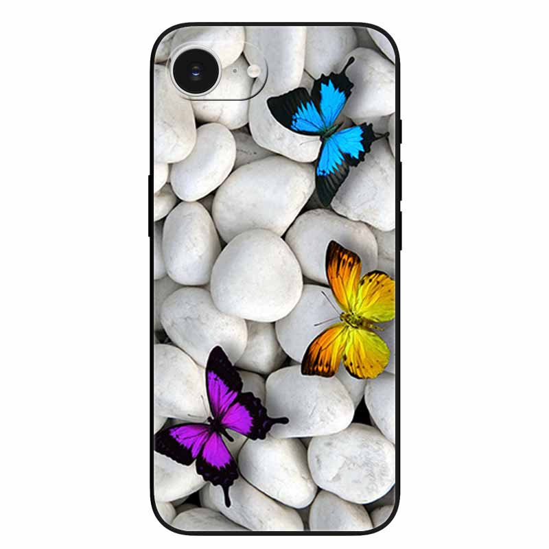 Schwarze Handyhülle Cover für Apple iPhone 16e Hüllen Gedruckte TPU Weiche Stoßfängerhülle für iPhone16e 16e 2025 Schutz Silikonhüllen