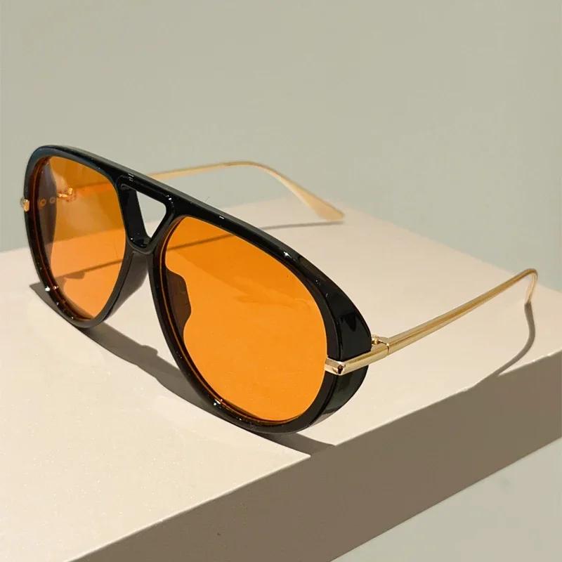 Oversized Pilot Sunglasses Vintage Double Bridge Trendy Luxury Brand Design Sun Glasses for Women Outdoor Shades