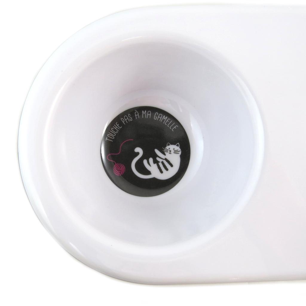 Les Trésors De Lily [Q0398] - Gamelle double 'Chats' (menu de luxe pour mon chat) - 24x5 cm